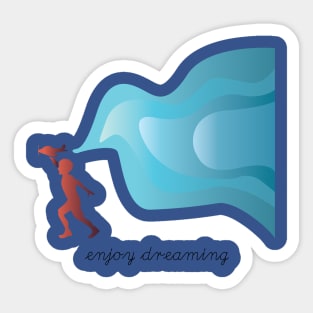 Kid Running with Aircraft Enjoy Dreaming Sticker